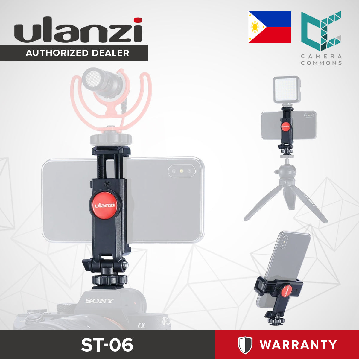 Ulanzi ST-06S Multi Function Phone Holder with Cold Shoe & 1/4 Hole Connector for Camera Setup 2575