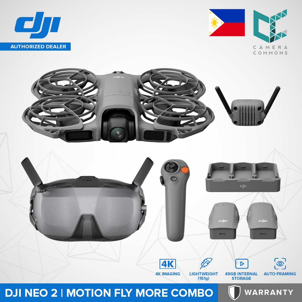DJI Neo 2 Drone 4K60 2-Axis Gimbal with EIS (49GB of Internal Storage)
