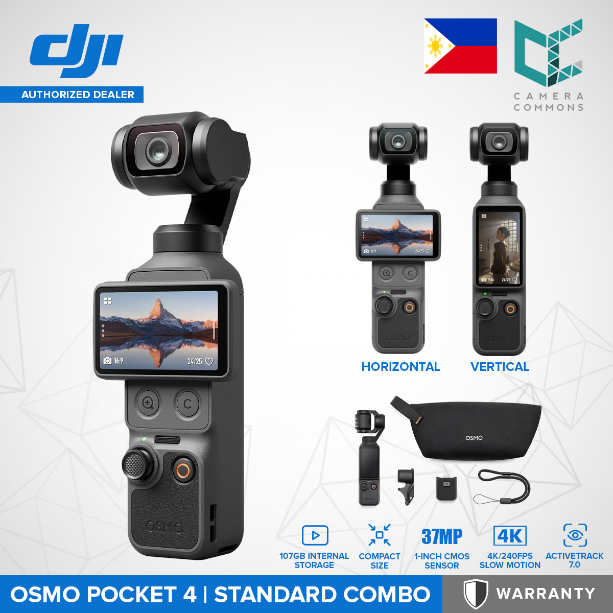 DJI Osmo Pocket 4 3-Axis Gimbal Stabilizer Standard and Combo Creator 4K 240fps 2" Rotatable Screen