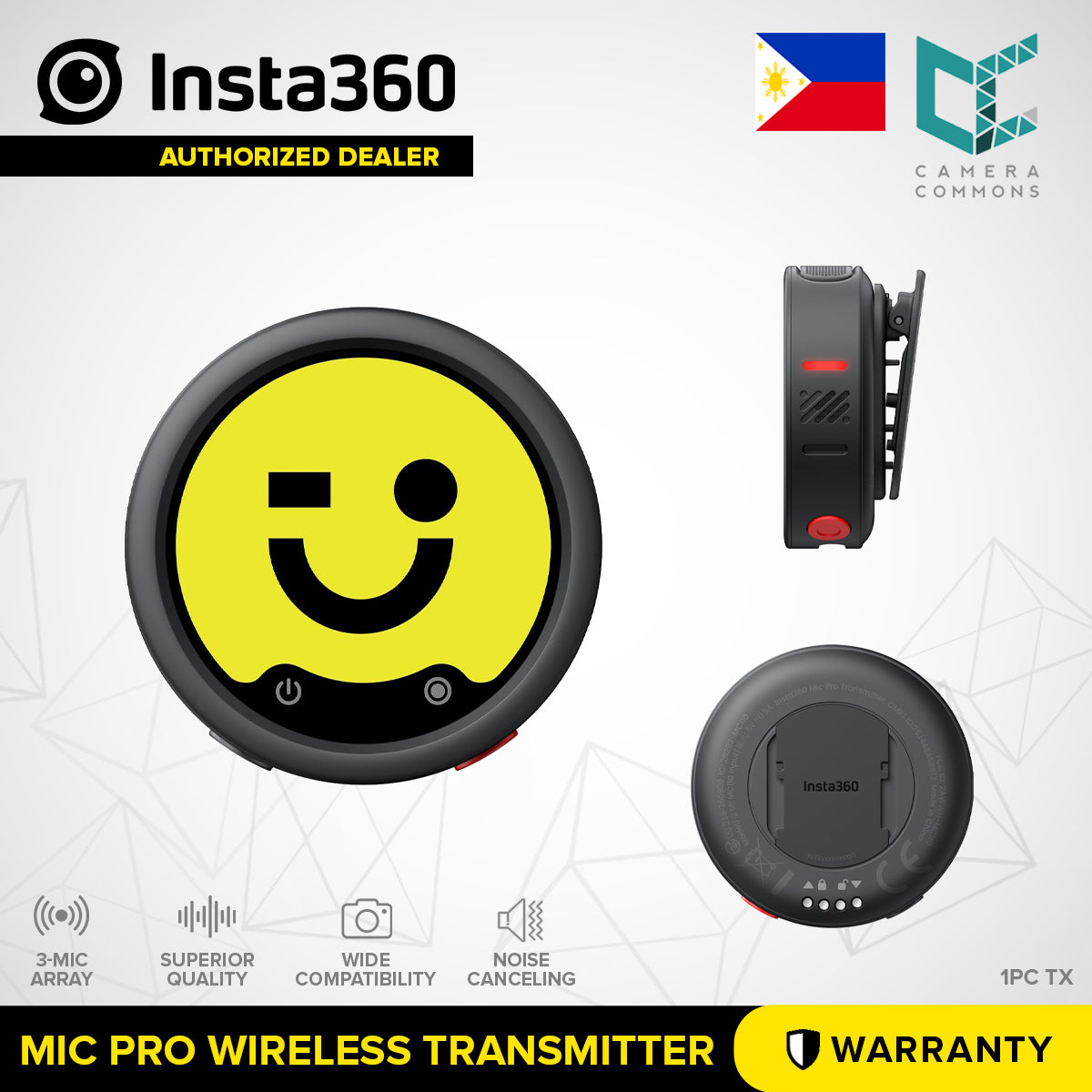 Insta360 Mic Pro Wireless Microphone Audio System (2.4 GHz) Direct Pairing