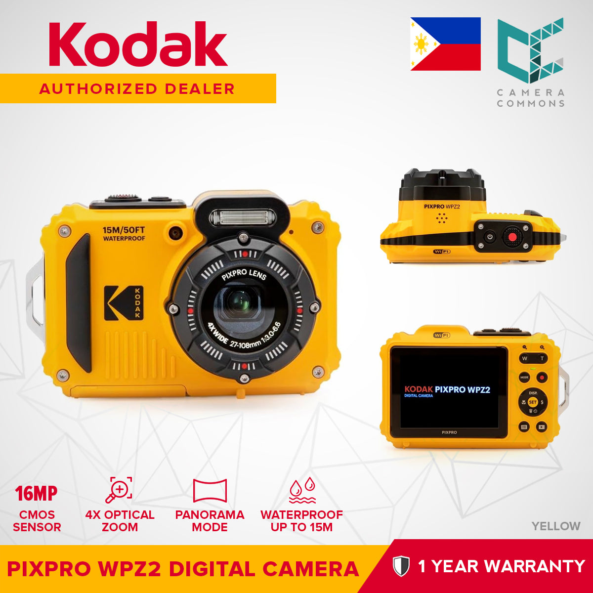 Kodak PIXPRO WPZ2 Digital Waterproof Camera Full HD 1080p 30fps Panoramic Mode