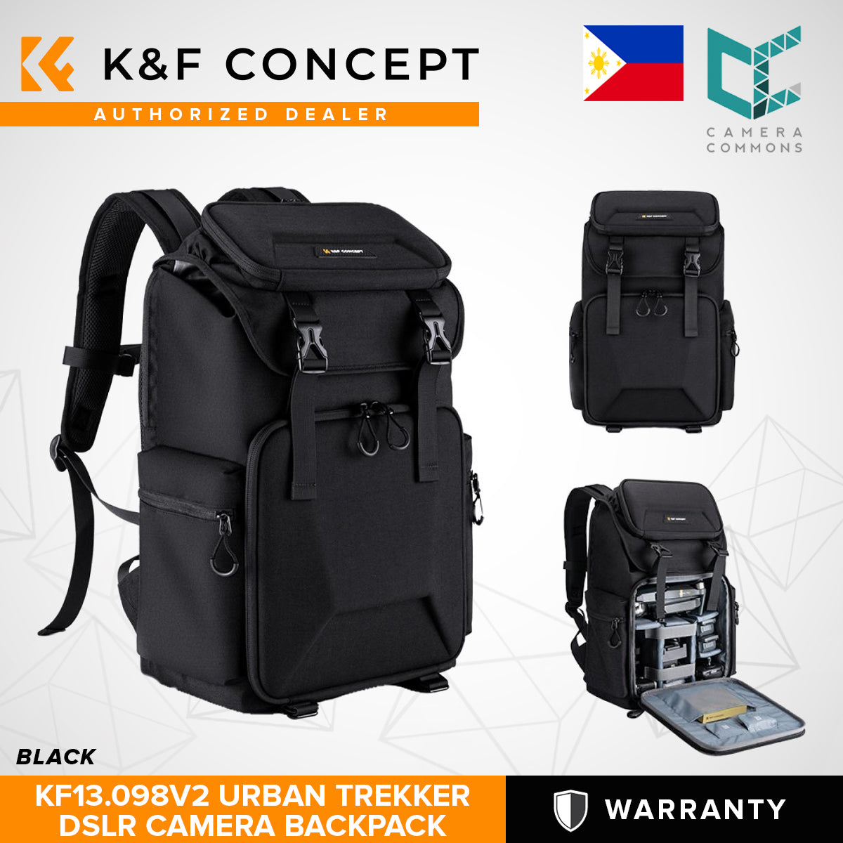 K&F Concept KF13.098 Urban Trekker Hard Shell Camera Backpack Photography Storage Bag with Divider