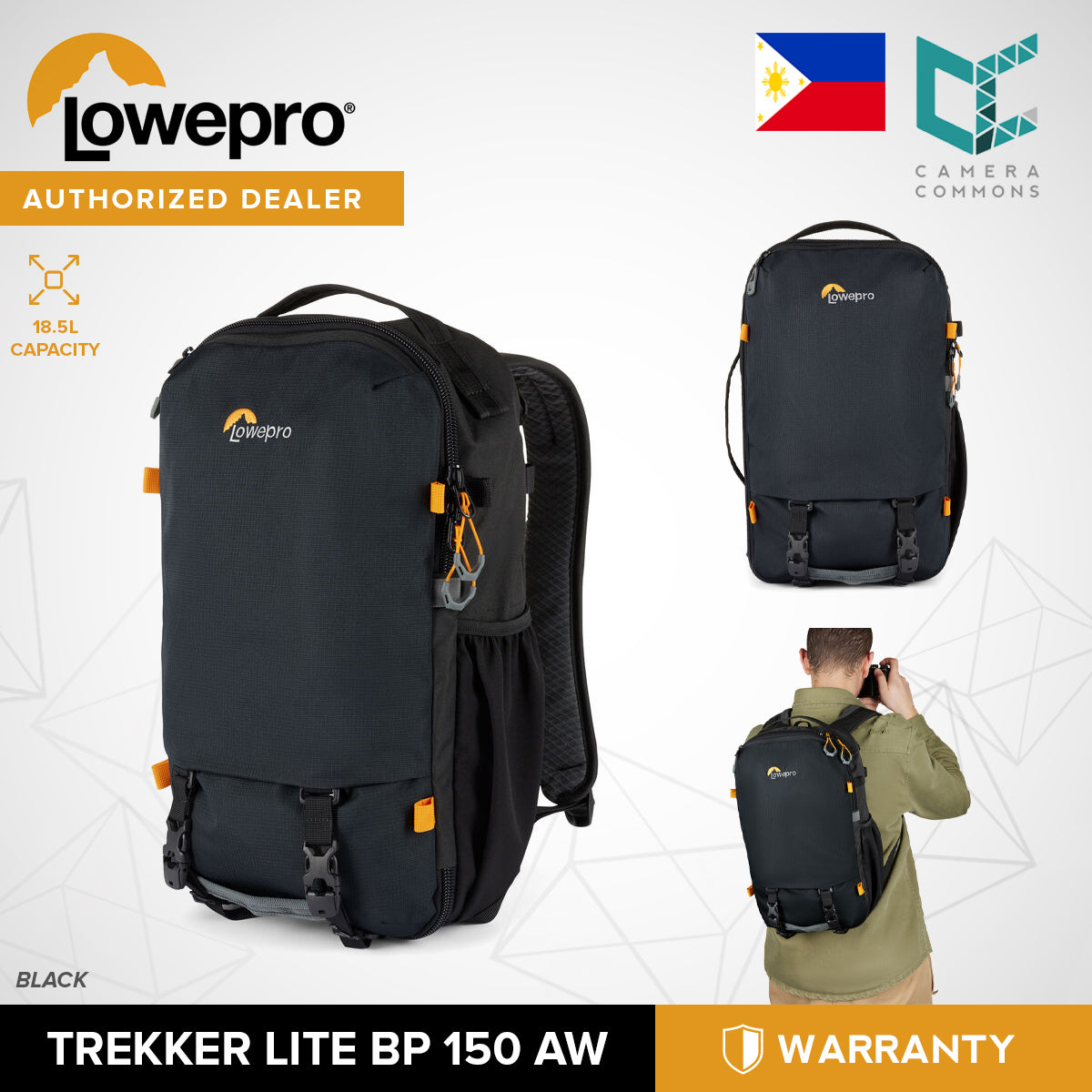 Lowepro Trekker Lite BP 150 AW Camera Backpack with Side Access 18.5L (Black/Gray) Photo Accessories