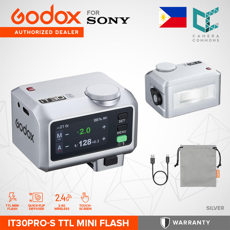 Godox iT30 Pro TTL Mini Flash Shoe-Mounted On-Camera Compact Portable Lightweight iT30Pro (Black/Silver)