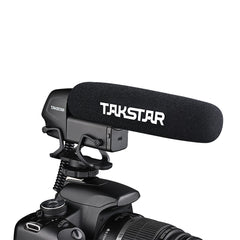 TAKSTAR SGC-600 On-camera Condenser Interview Microphone Mic Super-cardioid 3-level Gain Control Low Cut Switch 3.5mm Plug with Windscreen Cold Shoe Mount For DSLR Cameras Camcorders