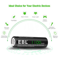 EBL 4 Pack 1.2V AA Size 1100mAh Rechargeable battery - Ni-CD NiCD Batteries