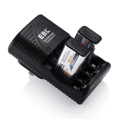 EBL 4 Bay Smart Rapid Battery Charger for AA , AAA , 9V , Ni-MH , Ni-CD Rechargeable Batteries NiMH NiCD