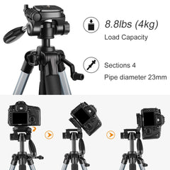 K&F Concept TM2324L 56inch Compact Tripod with Pan Ball Head Gray 56  Professional Travel Tripod for DSLR Camera Camcorder Mirrorless - KF09.049