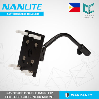 Nanlite Pavotube Double Bank 2 T12 LED Tube Mount with Gooseneck and 5/8in Receiver HD-T12-4-BHG
