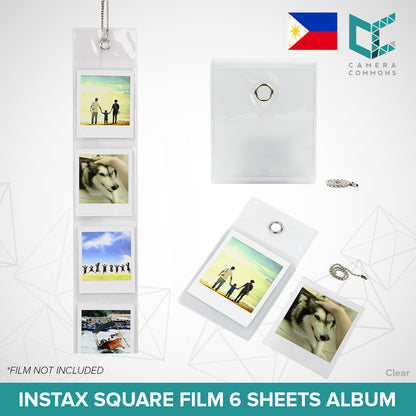 Clear Hanging Photo Album 6 Pockets Slots Plastic for Fujifilm Instax Square Film