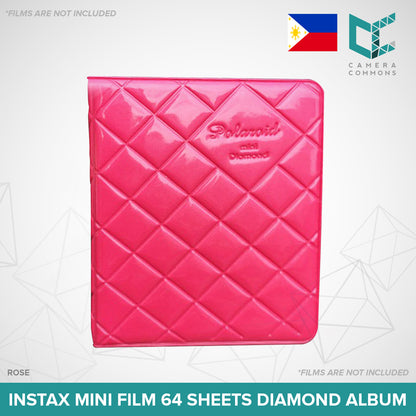 Photo Album 64 Sheets Pockets Slots Plain Diamond Pattern for Fujifilm Instax Instant Mini Films