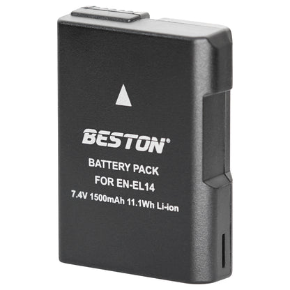 BESTON 2PCS EN-EL14 7.4V 1500mAh 11.1Wh Li-ion Camera Battery ENEL14