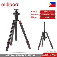 Miliboo MTT502A MTT502B Aluminum Alloy Carbon Fiber Ballhead Tripod Twist Lock