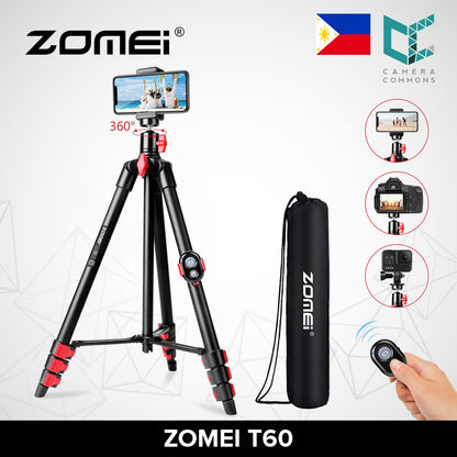 Zomei T60 Phone Tripod Portable Lightweight Aluminum with Universal Cell Phone Holder Carry Bag Remote Shutter