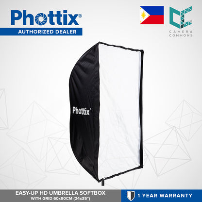 Phottix Easy Up HD Umbrella Softbox with Grid 60x90cm 24x35 Inches PH82494