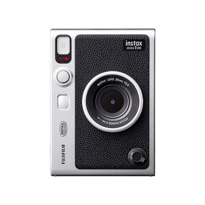 FUJIFILM Instax Mini Evo Hybrid Instant Camera Black and Brown with Mini Glossy Instant Film Sheets Direct Printing