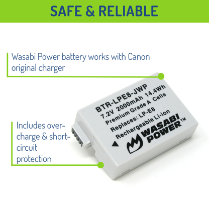 Wasabi Power LP-E8 1pc Rechargeable Battery for Canon Cameras LPE8