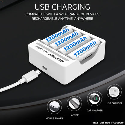 Beston C8002 4-Bay Charger Battery Charger for AA / AAA Rechargeable Battery BST-C8002