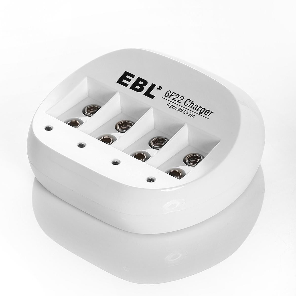 EBL 4 Bay Lithium Battery Charger for 9V Li-On Rechargeable Batteries LiOn 9 volts Camera Commons PH