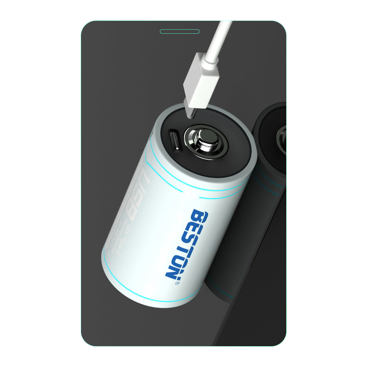 Beston 1pc Type D Size 1.5V Li-ion 6000mwh Type C Rechargeable Lithium Battery DLC-40 with Cable