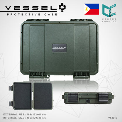 Vessel PICO VS1813 VS1813H VS1813T Portable Military Style Waterproof Small Hard Case for Smart Phone, Electronics, Console, Radio, Camera Batteries