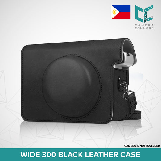 Leather Bag Case Cover Pouch Protector Shoulder Strap Black for Fujifilm Instax Wide 300 Instant Print Camera