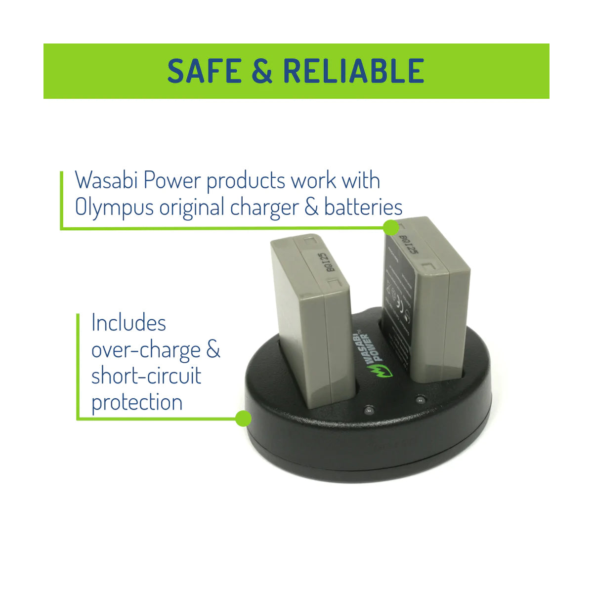 Wasabi Power BLS-5 BLS-50 PS-BLS5 Dual Kit Battery Charger for Olympus Cameras BLS5