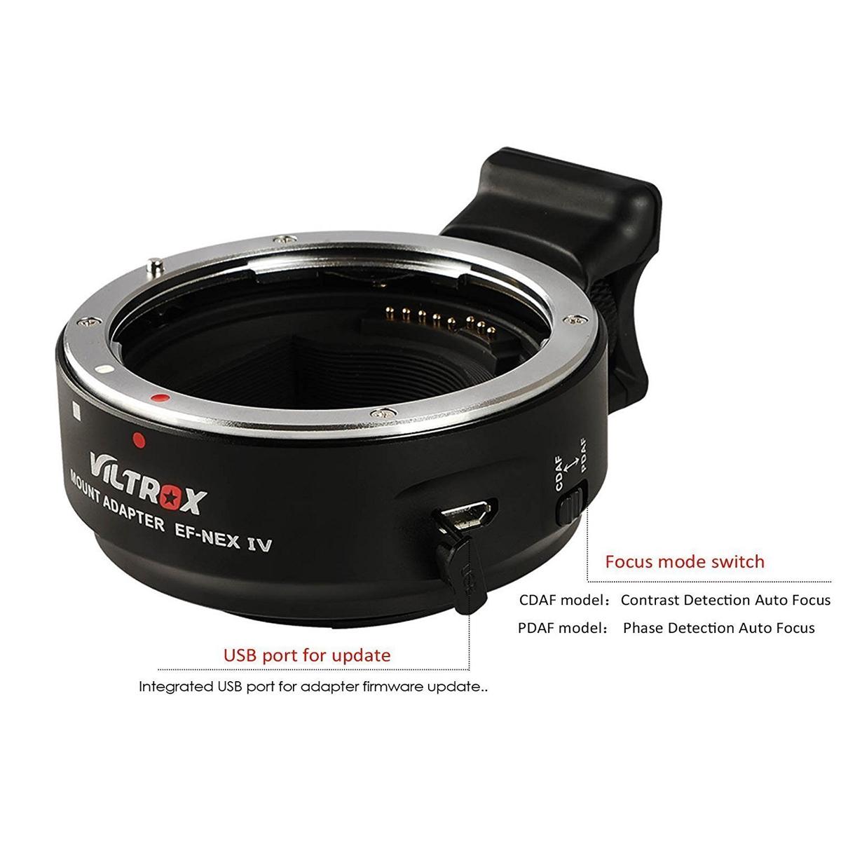 Viltrox EF-NEX IV Lens Mount Adapter for Canon EF-Mount Lens to Select Sony E-Mount Cameras