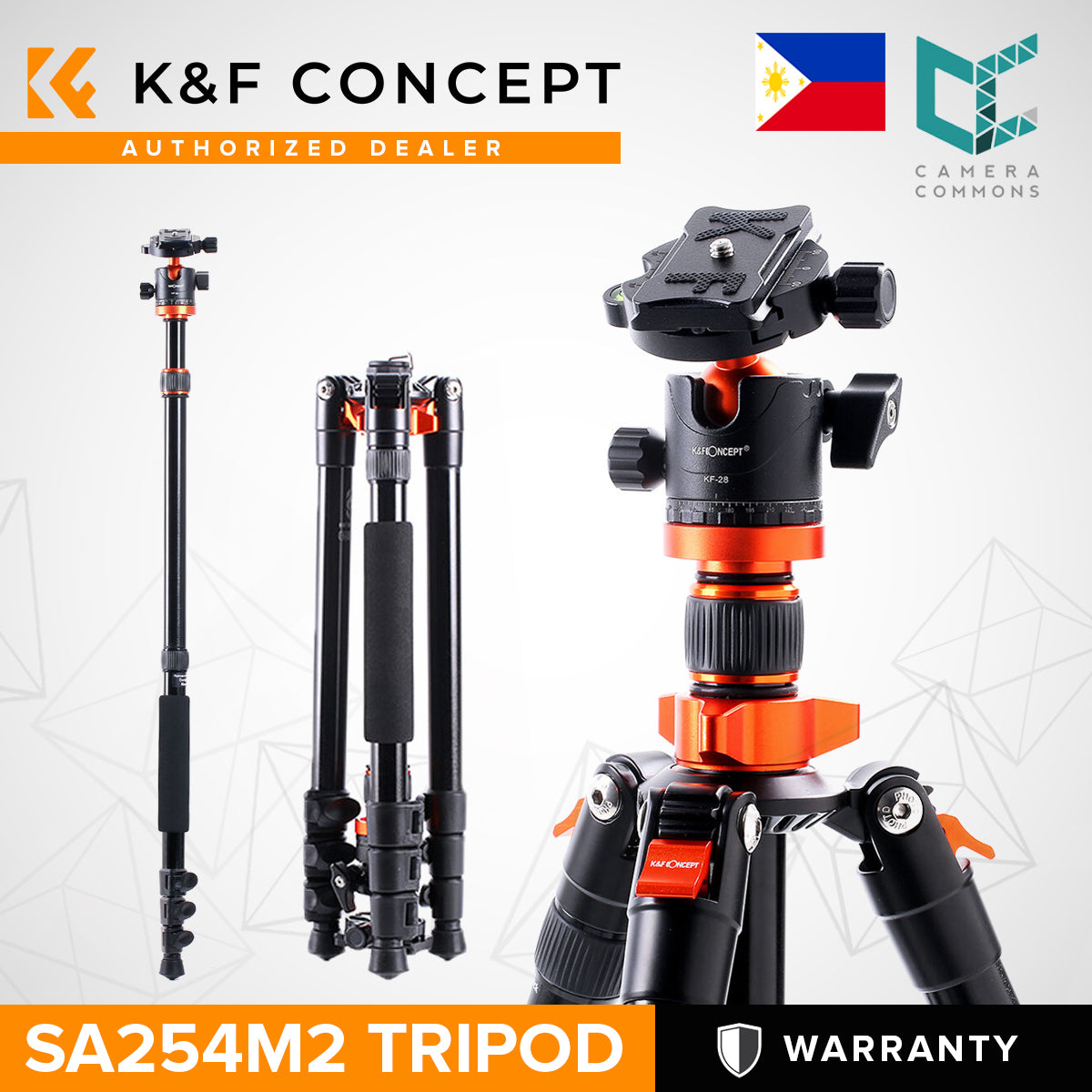 K&F Concept SA254M2 DSLR Camera Aluminum Tripod with Monopod and Ball Head Kit KF09.089