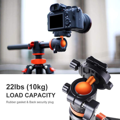 K&F Concept T254A8 + BH-28L (SA254T1) 4 Section Tripod Lightweight Monopod with Transverse Center Column