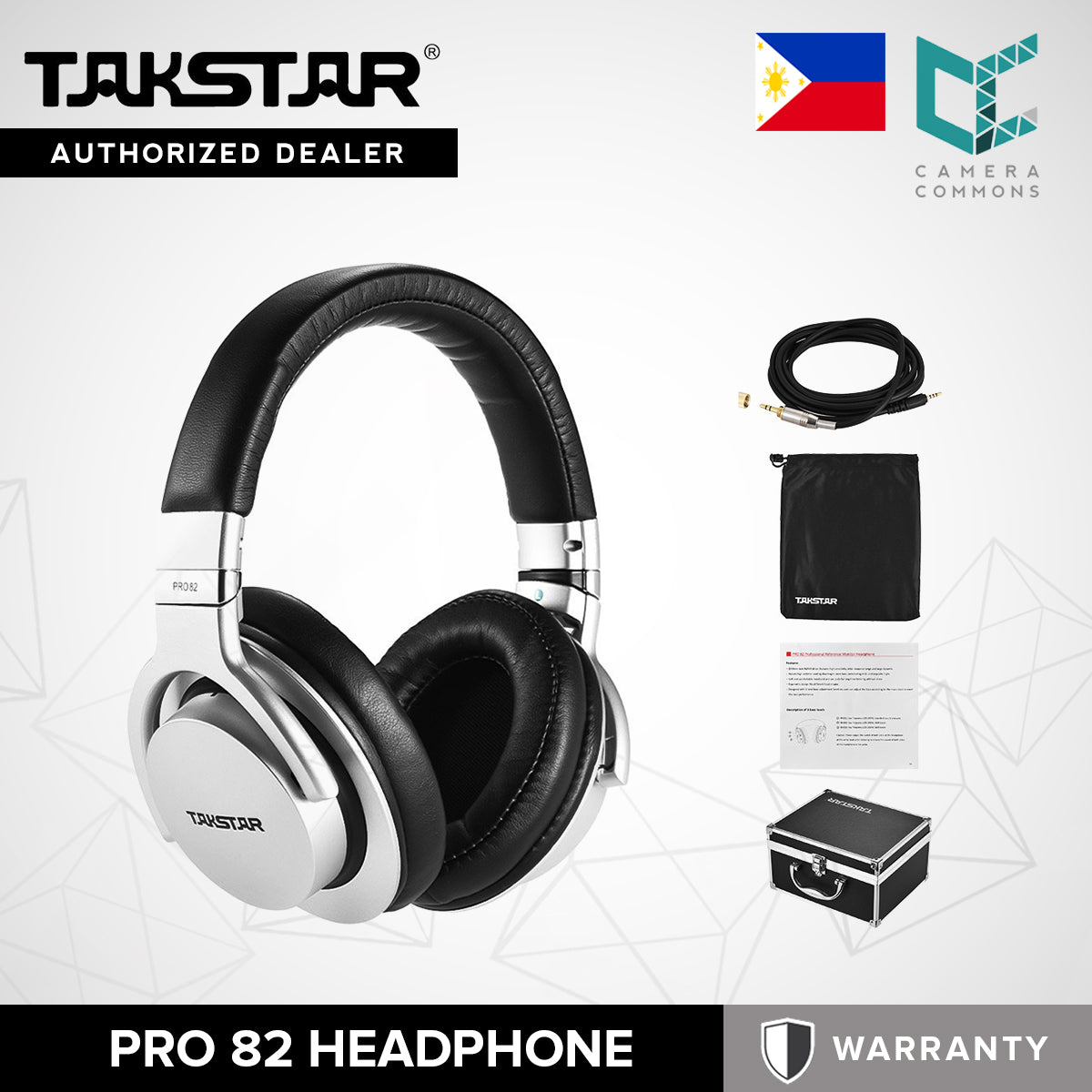 Takstar PRO 82 Professional Studio Dynamic Monitor Headphone Audio Equipment Black Silver