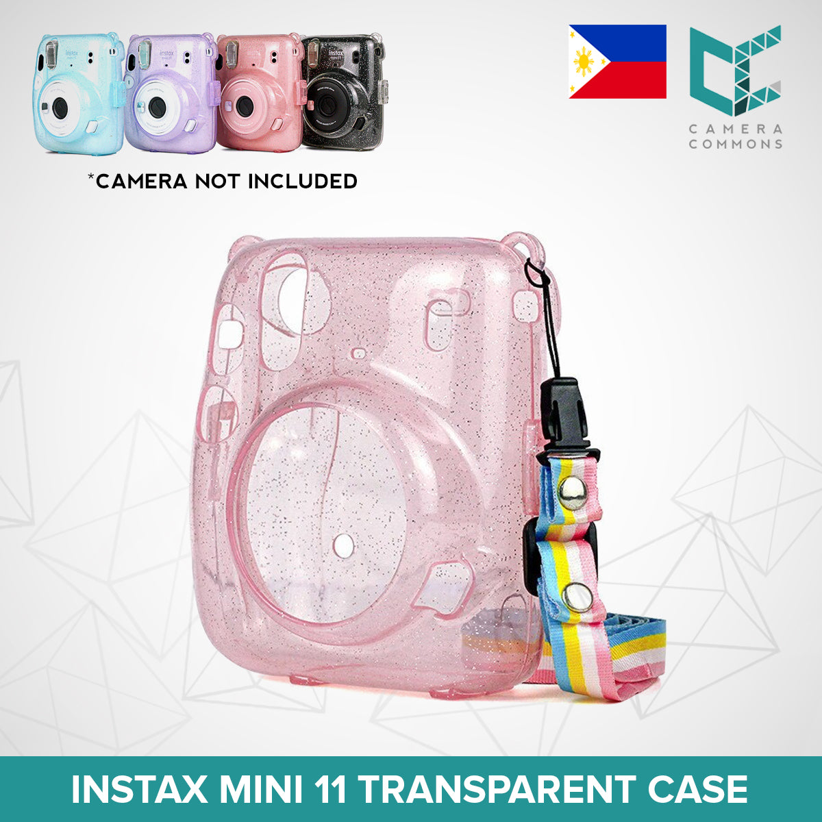 Clear Glitter Case for Fujifilm Instax Mini 11 Mini 12 Camera Transparent Protective Crystal Cover