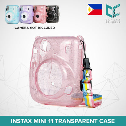 Clear Glitter Case for Fujifilm Instax Mini 11 Mini 12 Camera Transparent Protective Crystal Cover