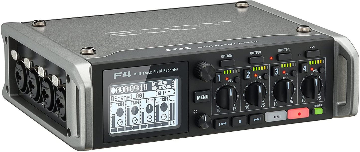 Zoom F4 Professional Field Recorder/Mixer, Audio for Video, 24-bit/192 kHz Recording, 8 Channel Recorder