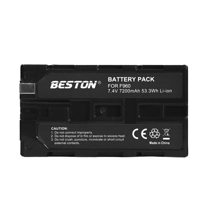 BESTON 2PCS 7.4V NP-F960 7200mAh 53.3Wh Li-ion Battery for Monitors, Outdoor lights and Other Devices NPF960 NP F960 F970