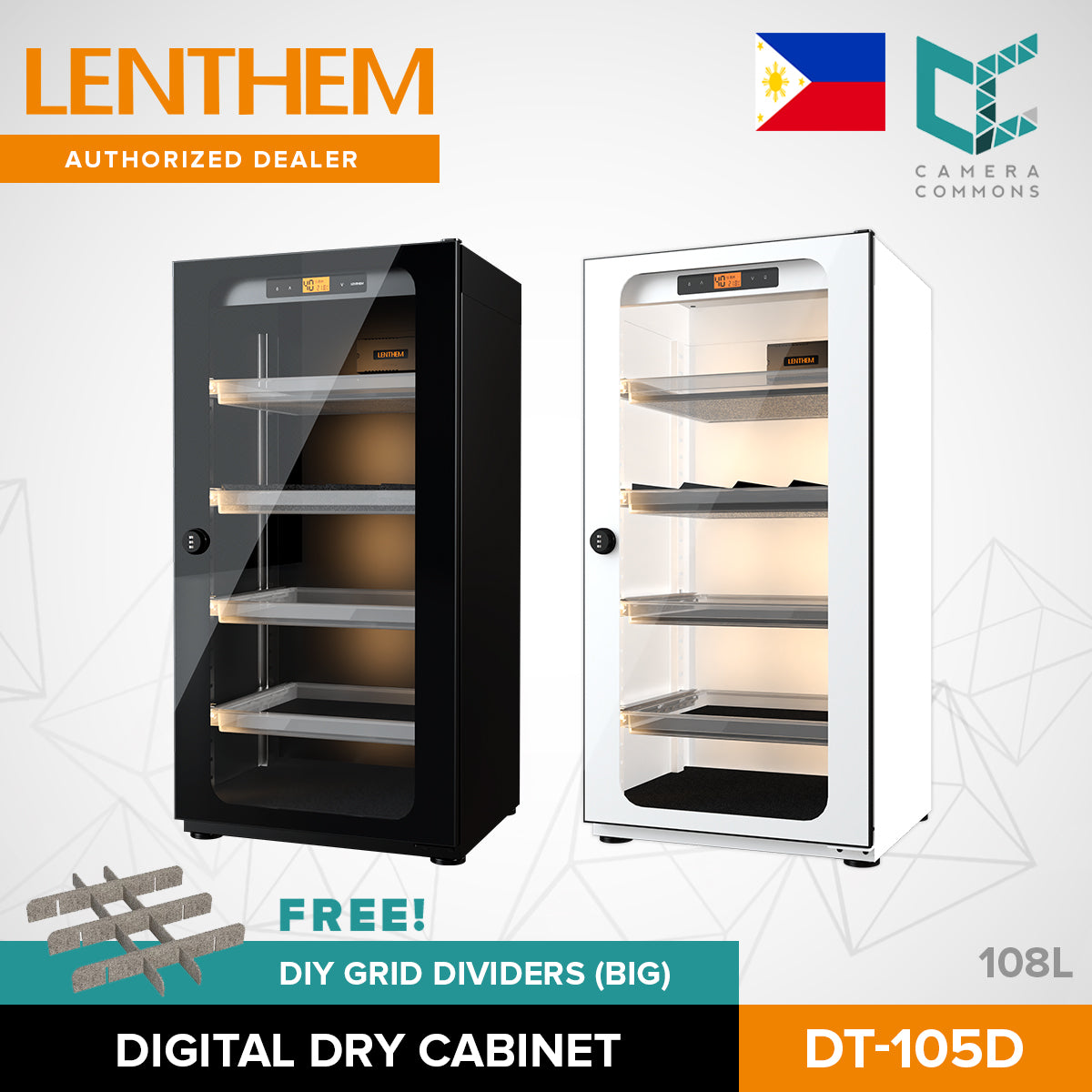 LENTHEM Dry Cabinet Box Storage DT Series Electronic Moisture-Proof Photo Equipment for Camera Lens with Mechanical Lock DT-025D DT-035D DT-045D DT-055D DT-075D DT-095D