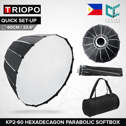 Triopo KP2-60 Hexadecagon Parabolic Softbox Bowens Mount 60cm 23.6 inches for Studio Photography