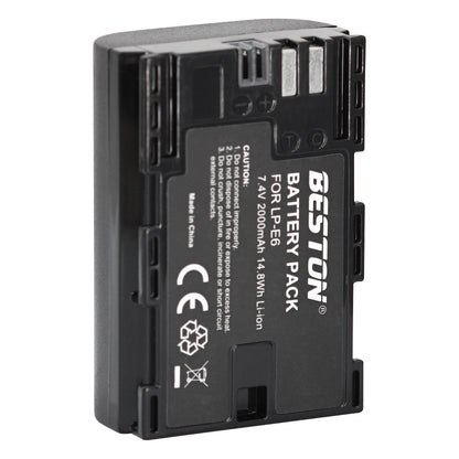 BESTON 2PCS LP-E6 2000mAh 7.4V 14.8Wh Li-ion Camera Battery for Canon LPE6