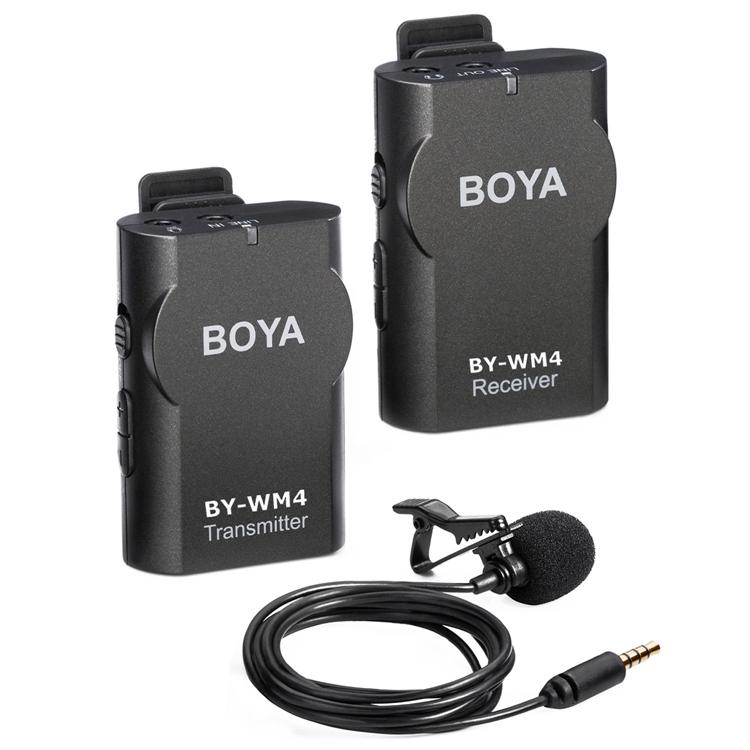 BOYA BY-WM4 2.4GHz Wireless Lavalier Lapel Mic, Omnidirectional Microphone System Audio Recording with Easy Clip On, 3.5mm Plug for Canon Nikon Sony DSLR Camera, Camcorder, iPhone Android - Camera Commons PH