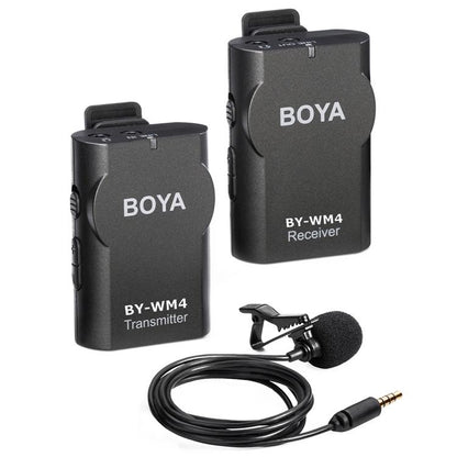 BOYA BY-WM4 2.4GHz Wireless Lavalier Lapel Mic, Omnidirectional Microphone System Audio Recording with Easy Clip On, 3.5mm Plug for Canon Nikon Sony DSLR Camera, Camcorder, iPhone Android - Camera Commons PH