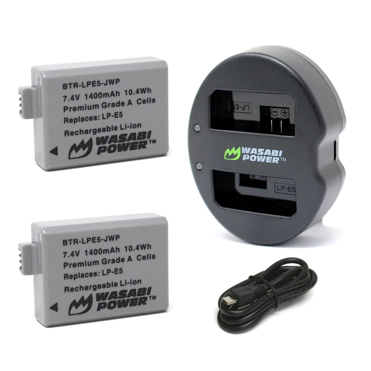Wasabi Power LP-E5 Dual Kit Battery Charger for Canon Cameras LPE5