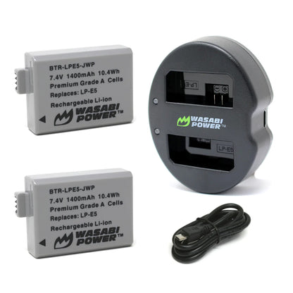 Wasabi Power LP-E5 Dual Kit Battery Charger for Canon Cameras LPE5