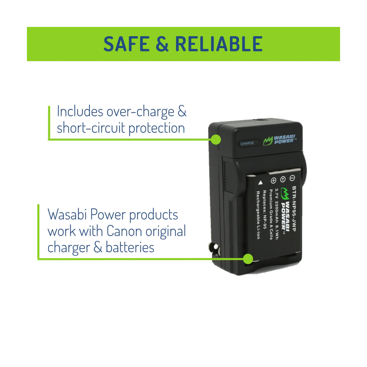 Wasabi Power NP-95 Dual Kit Battery Plug Wall Charger for Fujifilm Cameras NP95