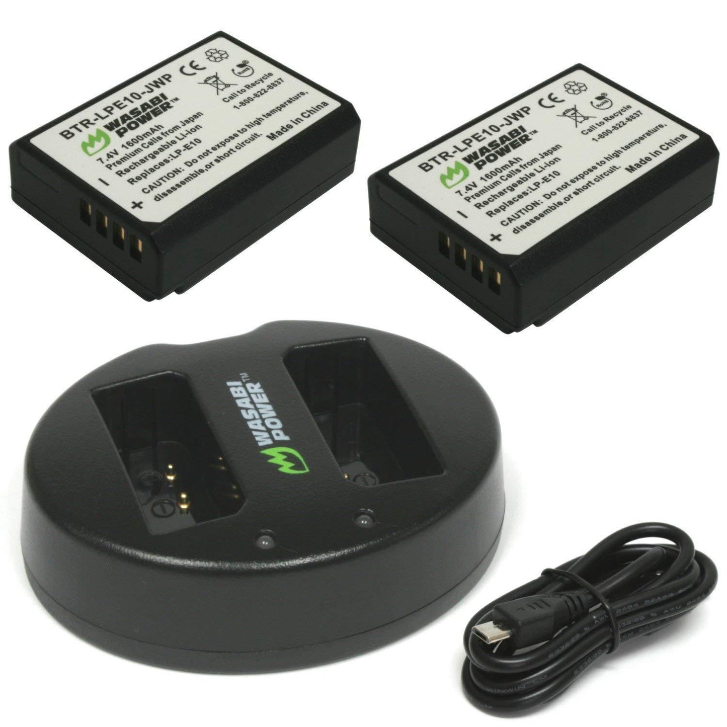 Wasabi Power LP-E10 Dual Kit Battery Charger for Canon Cameras LPE10