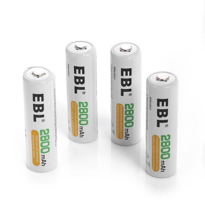 EBL 4 Pack 1.2V AA Size 2800mAh Rechargeable battery - Ni-MH NiMH Batteries Camera Commons PH