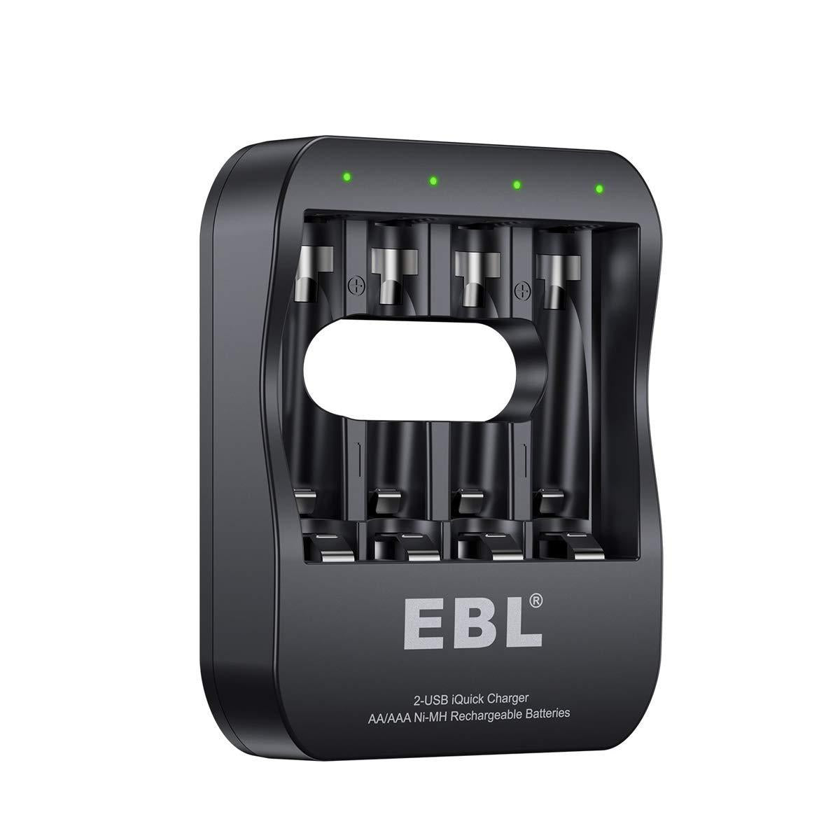 EBL 4 Bay Smart Battery Charger for AA AAA Ni-MH Rechargeable Batteries NiMh Camera Commons PH