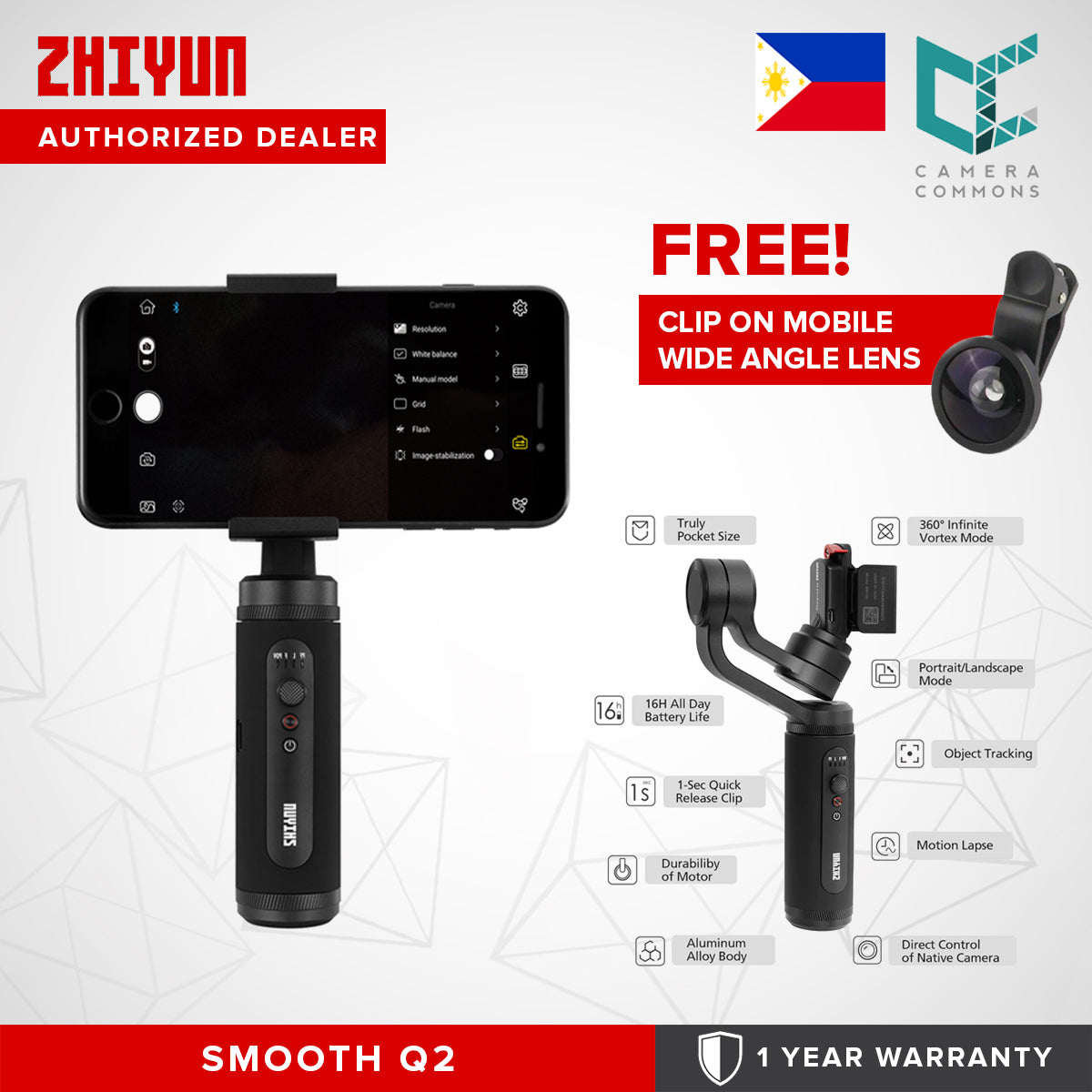 Zhiyun Smooth Q2 Smartphone Gimbal Stabilizer for Photography Videography