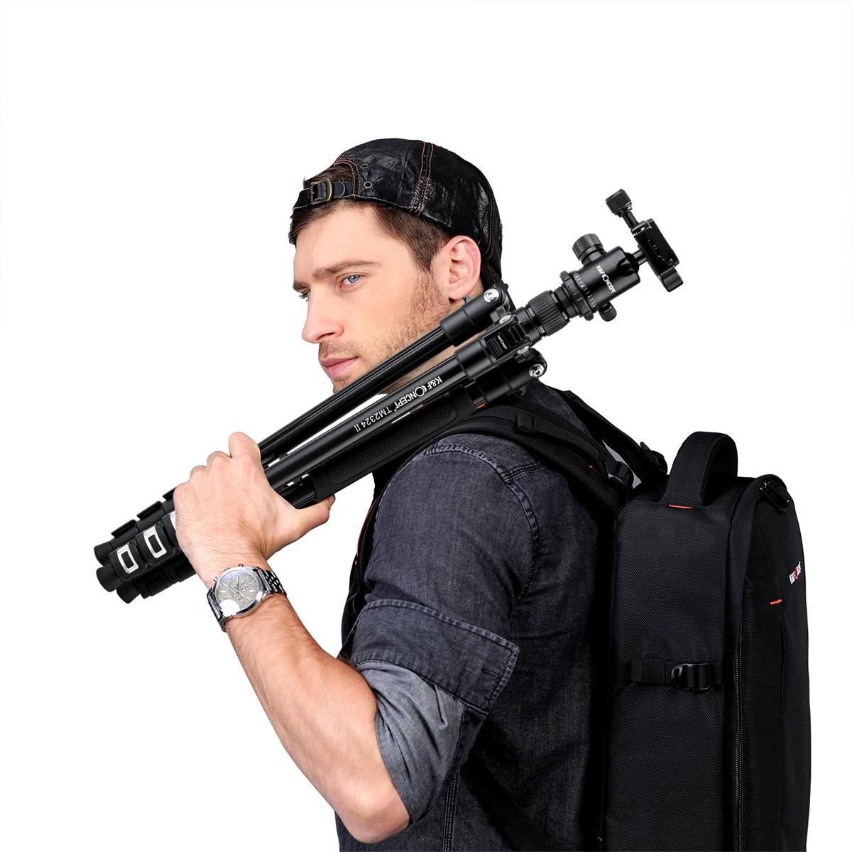 K&F Concept TM2324 II Foldable Lightweight Aluminum Tripod Travel Professional Photography Tripod for Mirrorless DSLR Cameras TM2324II - KF09.040