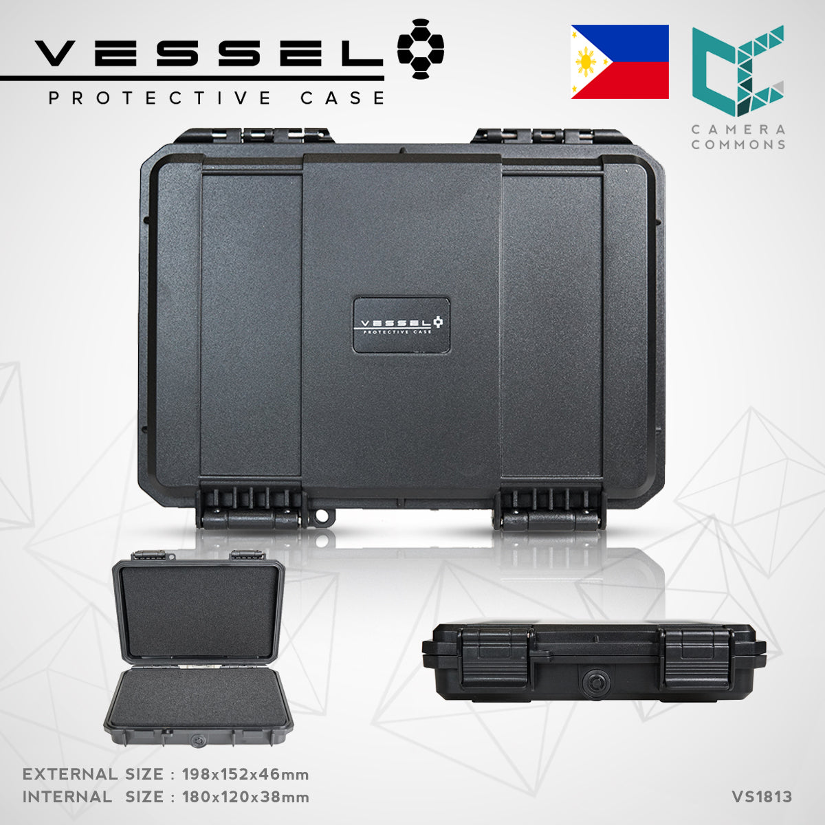 Vessel PICO VS1813 VS1813H VS1813T Portable Military Style Waterproof Small Hard Case for Smart Phone, Electronics, Console, Radio, Camera Batteries