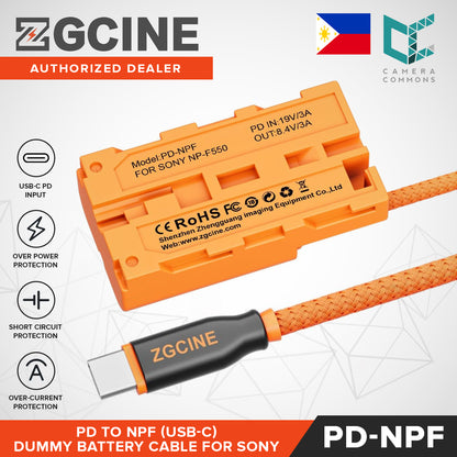 ZGCINE D-Tap / USB-C PD to NPF Dummy Battery Cable Braided Wire for Sony Cameras